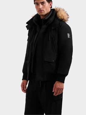 RUDSAK Black Puffer Jacket with Fur-Trim Hood